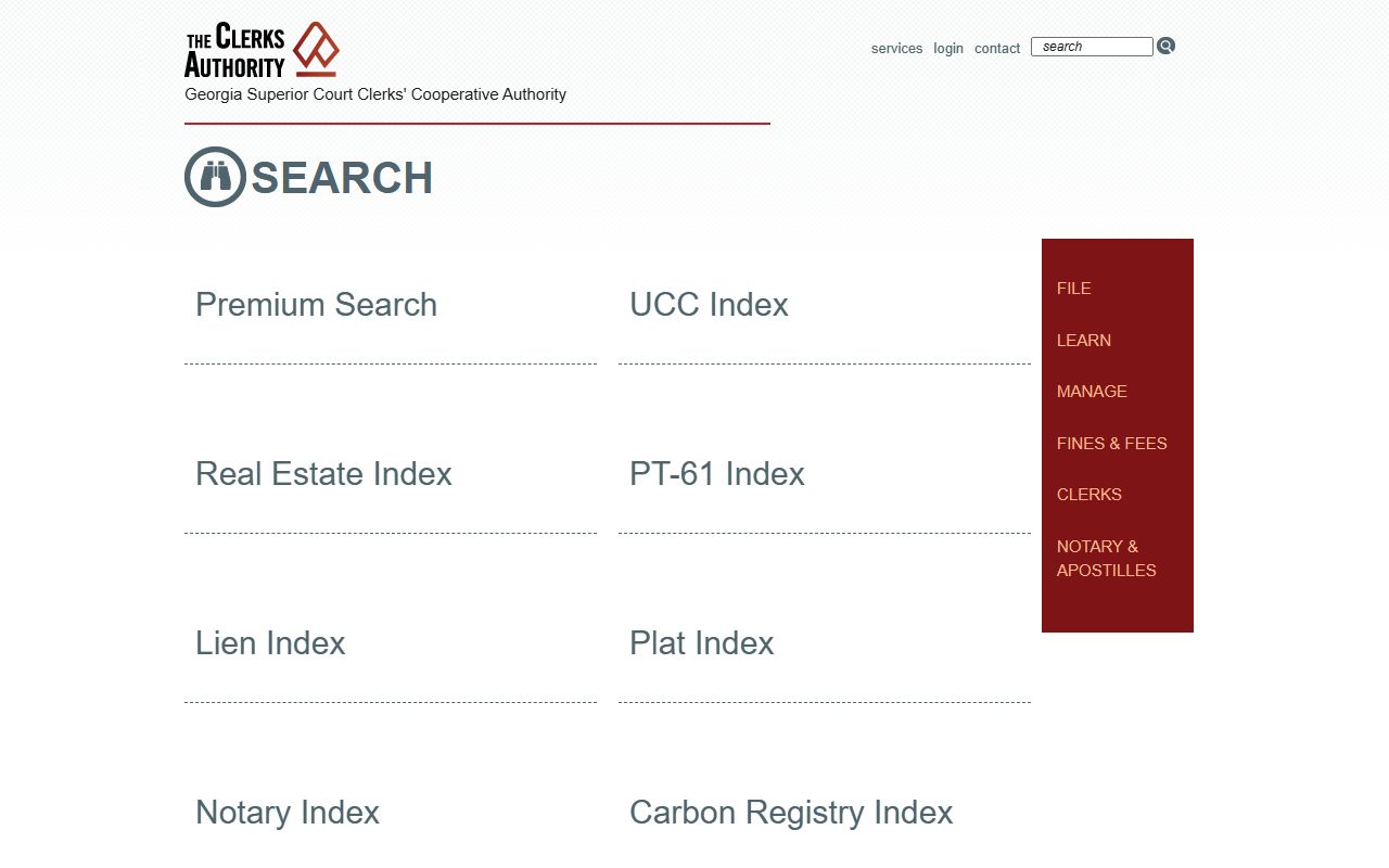 Evans County court records GSCCCA clerk index search categories
