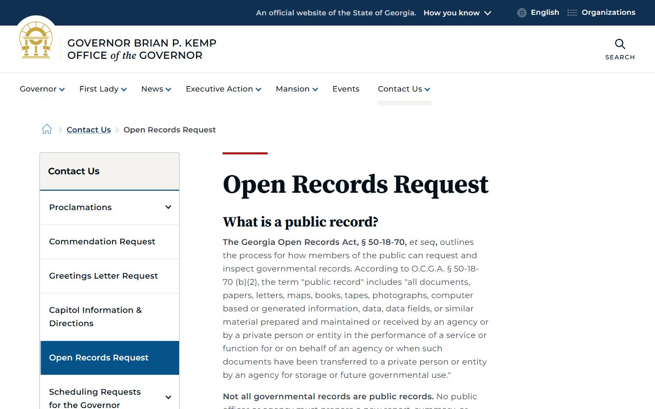 Evans County criminal court records Georgia open records request page