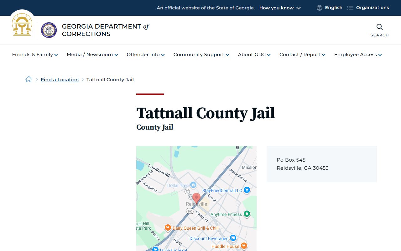 Evans County inmate records Georgia Department of Corrections Tattnall County Jail listing