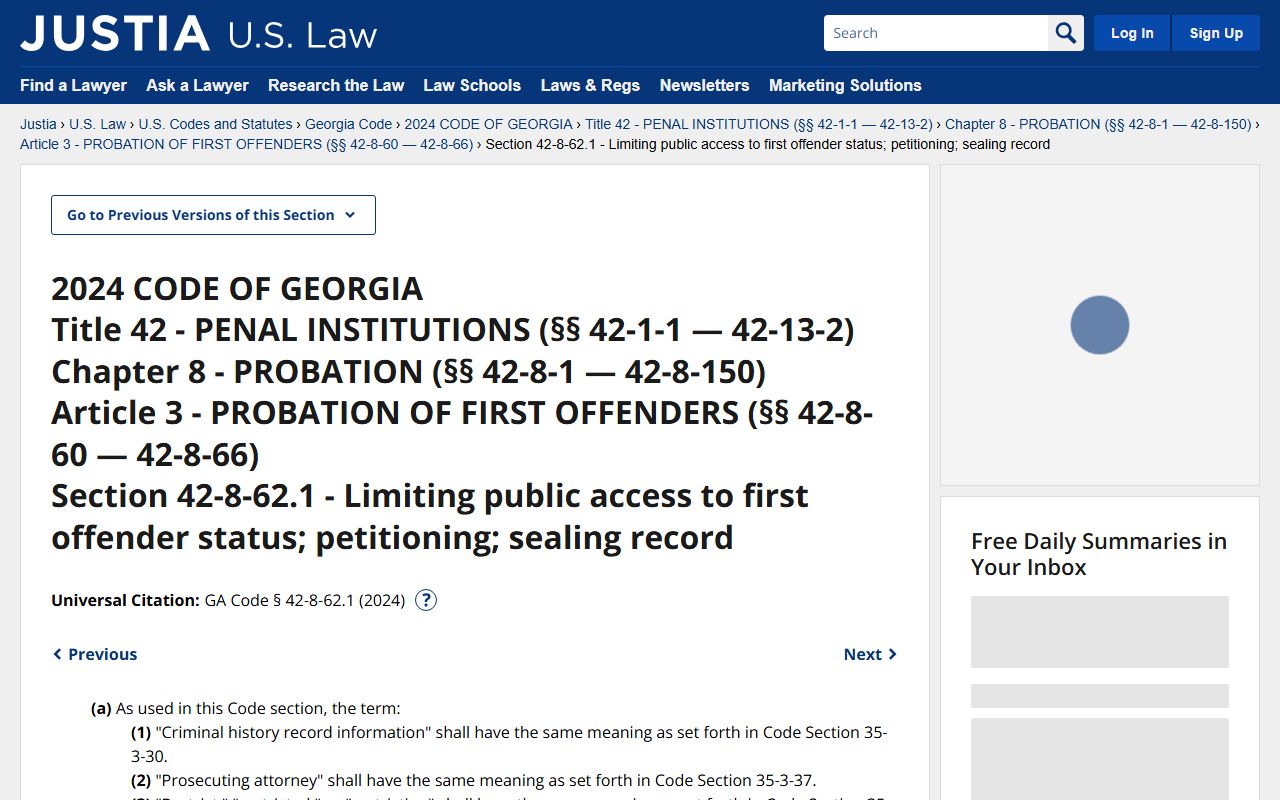 Evans County inmate records Georgia first offender sealing law source
