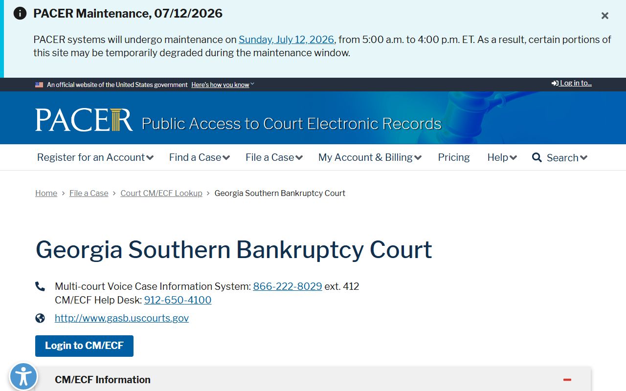 Evans County inmate records federal bankruptcy PACER lookup