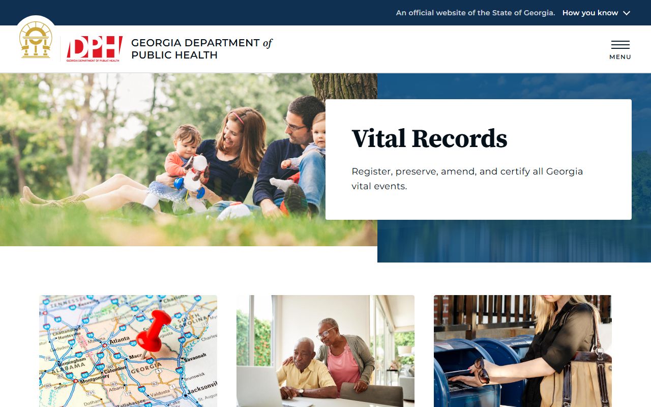 Evans County marriage records Georgia DPH vital records landing page