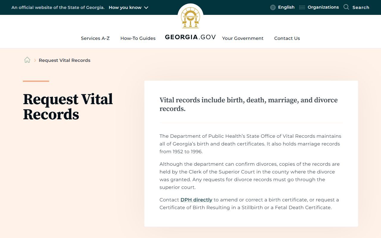 Evans County marriage and divorce records Georgia.gov vital records guide