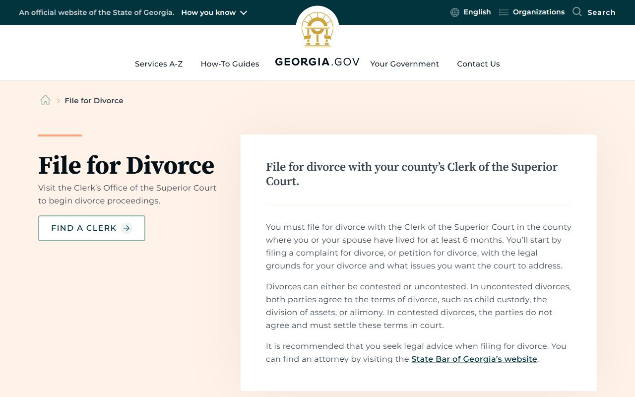Evans County divorce records Georgia.gov divorce filing guide