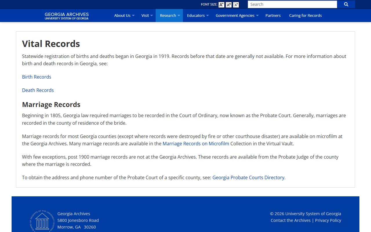 Evans County probate records Georgia Archives vital records guide