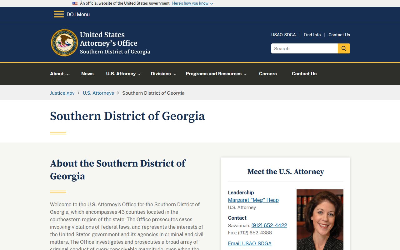 Evans County Superior Court federal court distinction with U.S. Attorney source