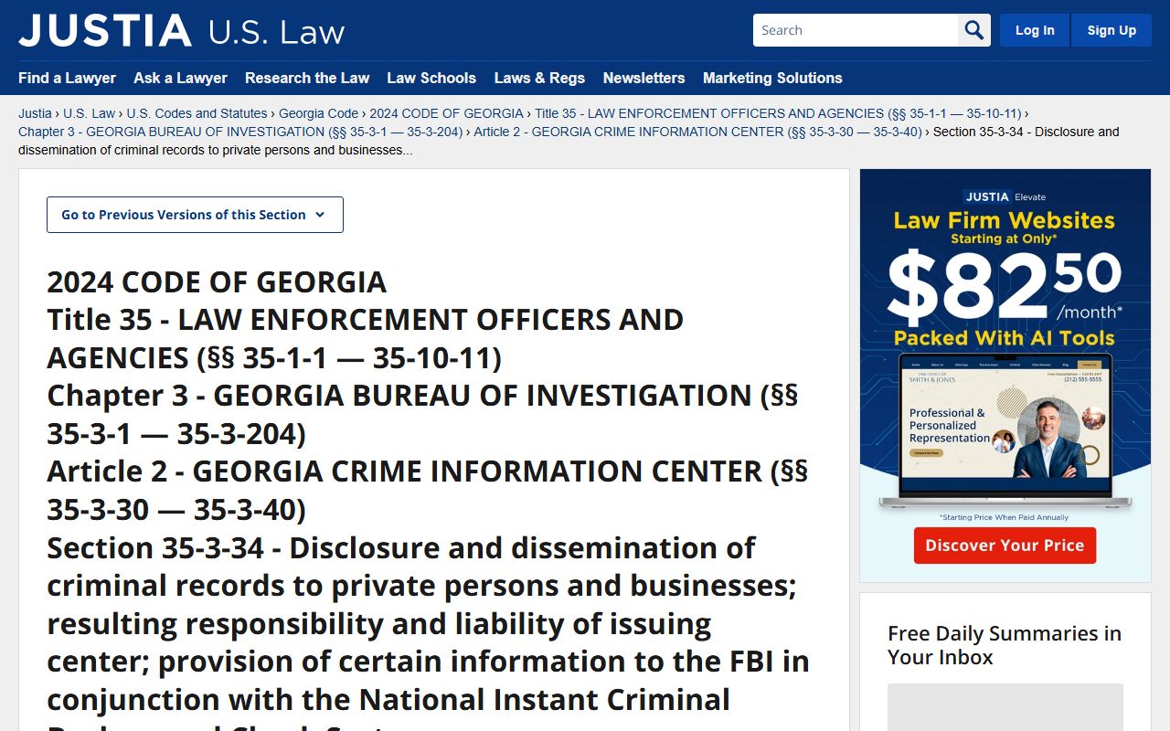 Evans County warrant search Georgia criminal record dissemination statute