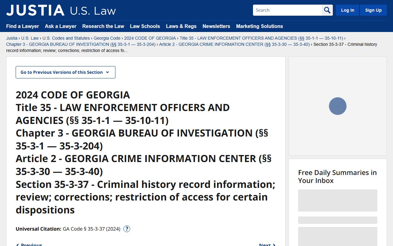 Evans County warrant search Georgia record restriction statute